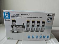 Retail box showing VTech Connect to Cell 5-handset answering system