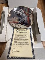Front view of koala decorative plate inside original box