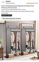 Amazon listing image showing two assembled Univivi gray garment rack covers on wooden frames