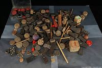 Wide view of full assortment spread on surface