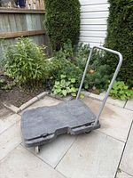 Oblique front view showing platform, handle and wheels