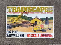 Outer box showing Cox Trainscapes Big Pine Sawmill Set graphic