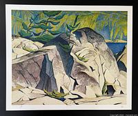 Full view of unframed lithograph with white border, numbering 170/300 left, title centre, initials right