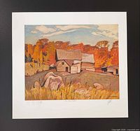 Full view of unframed lithograph with white border showing edition number and initials