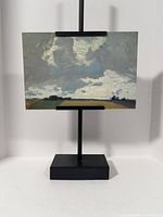 Front view of textured panel on display stand