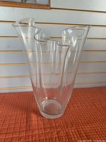 Front view of clear glass handkerchief vase