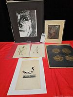 Group shot of all six prints arranged on table