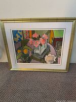 Full view of framed painting showing composition and frame