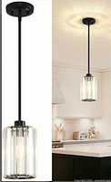 Pendant light installed example and close-up of shade