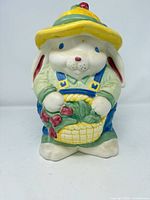 Front view of ceramic bunny cookie jar