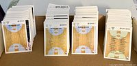 Three columns of stacked 1991 Upper Deck basketball cards showing checklist backs