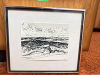 Framed ink drawing full view