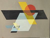 Full view of framed geometric abstract painting
