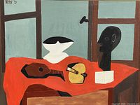 Full view of still life painting in frame