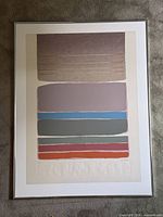 Full view of framed lithograph showing color bands and frame