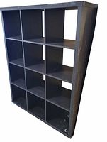 Front angled view showing 4x4 cubby arrangement and finish