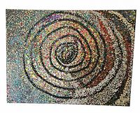 Full view of sequined abstract spiral canvas
