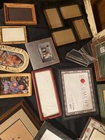 Overview of assorted frames on table