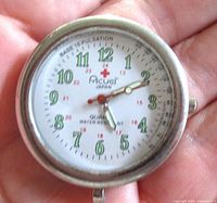 Front view of watch showing dial details