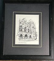 Framed sketch with mat and frame visible