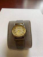 Front view of watch on cushion showing dial and bezel