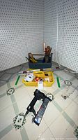 Overall lot with nailer, caddy, tray and level