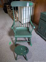 front view of rocking chair and stool