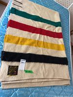 Folded blanket showing full stripe pattern and overall condition