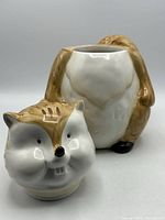 Squirrel cookie jar separated showing body and lid
