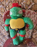 Front view of Raphael plush on chair showing overall appearance
