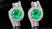 Front view of both earrings highlighting stone and CZ halo