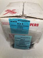 Photo showing the sealed box with 25 bags of screws, each bag labeled '8 x 2 SPECIAL PANCAKE QUADREX LOW ROOT BLACK JS'