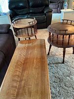 Group shot of coffee table and two end tables