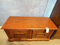 Front and top view of wooden chest