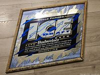 Front angled view of Budweiser Ice Draft mirror sign