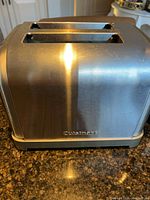 Front view of Cuisinart two-slice stainless steel toaster