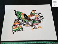 Full view of Thunderbird print with ruler showing scale