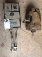 Photo of Leeson Speedmaster motor controller and Hoover AC motor together showing overall condition.