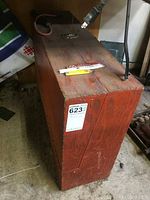 Closed wooden carpenter's chest