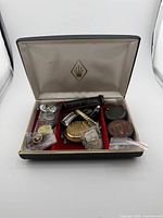 Open box showing all watch parts arranged inside