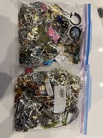 Two gallon-size zipper bags packed with assorted jewelry items