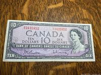 Full front view of 1954 $10 bill showing complete design