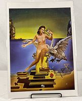 Full view of print in sleeve on stand