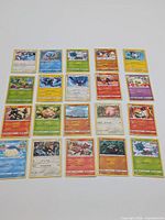 All 20 Pokémon cards laid out in 5x4 grid