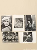Image shows the five different black-and-white Glenn Gould postcards