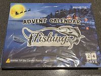 Front of sealed AWHETI Fishing Advent Calendar box
