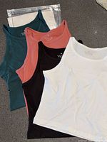 Four stacked crop tops showing colors and style