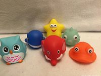 all six bath toys front view