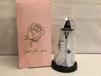 Ghost light in dome beside pink gift box