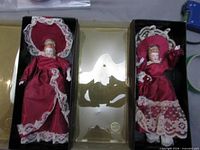 Both dolls inside original Eaton boxes